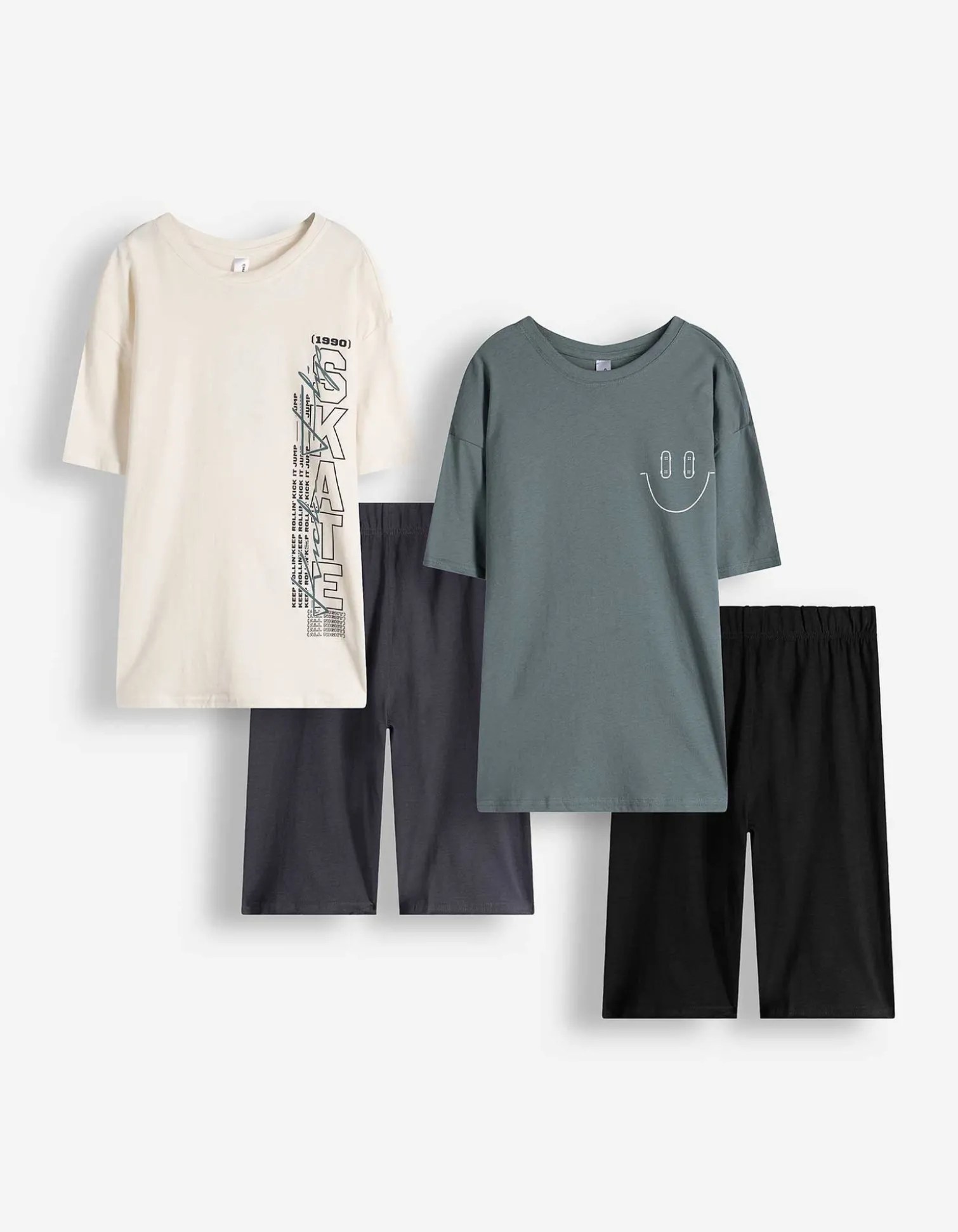 Pyjama Set aus Shirt und Shorts - 2er-Pack - bronzefarben
