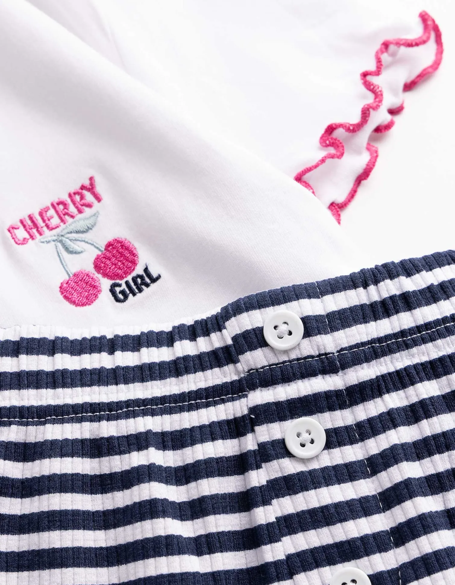 Pyjama Set aus Shirt und Shorts - Allover-Muster - weiß