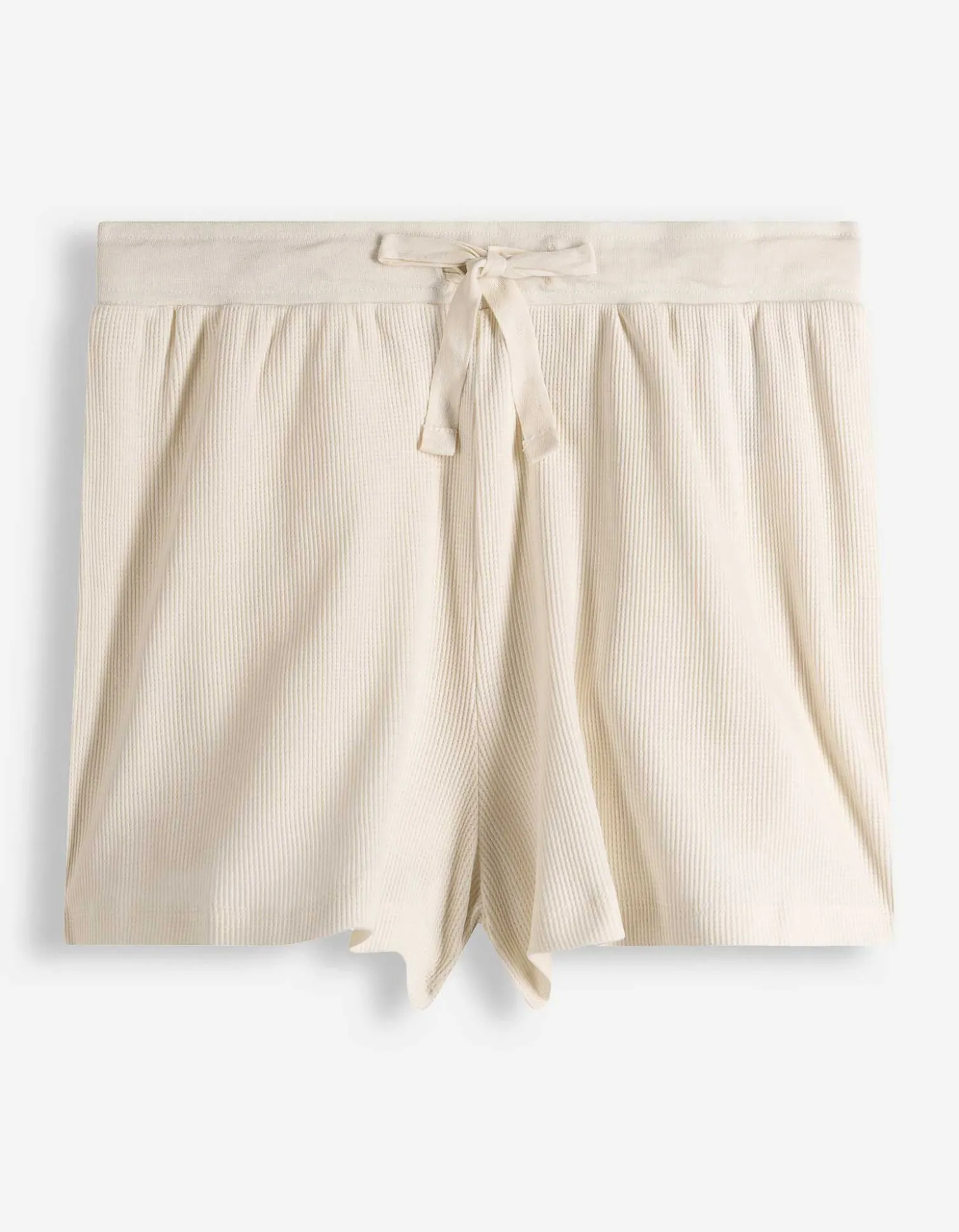 Pyjama Set aus Shirt und Shorts - Waffelstruktur - weiß