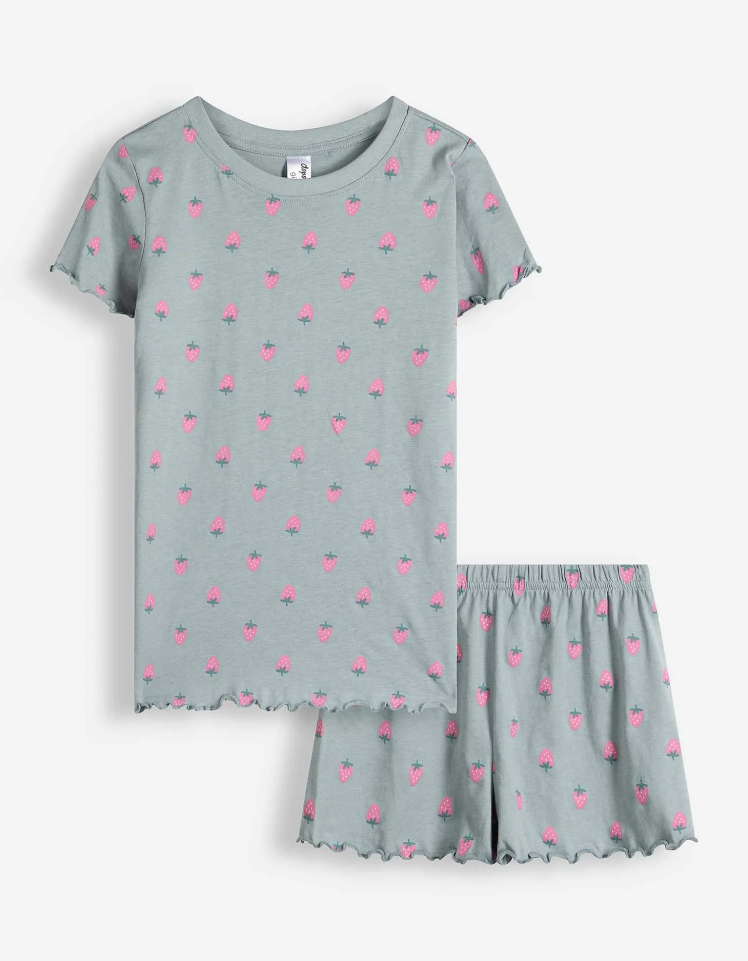 Pyjama Set aus Shirt und Shorts - Allover-Muster - hellblau