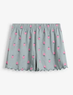 Pyjama Set aus Shirt und Shorts - Allover-Muster - hellblau