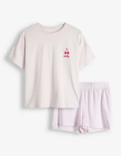Pyjama Set aus Shirt und Shorts - Mustermix - Pink