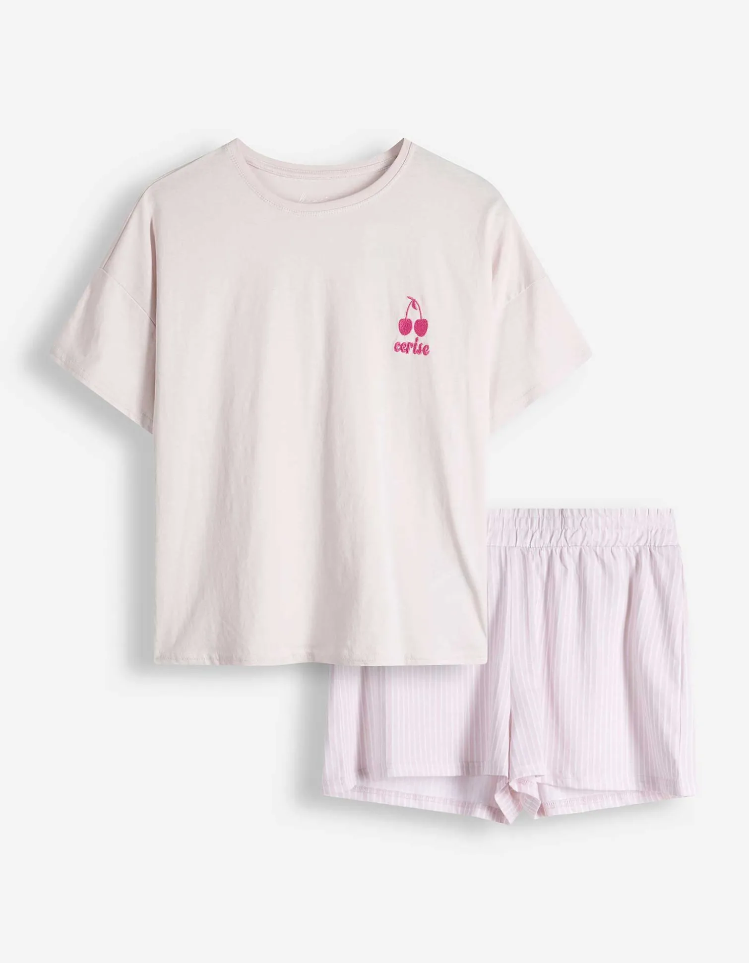 Pyjama Set aus Shirt und Shorts - Mustermix - Pink