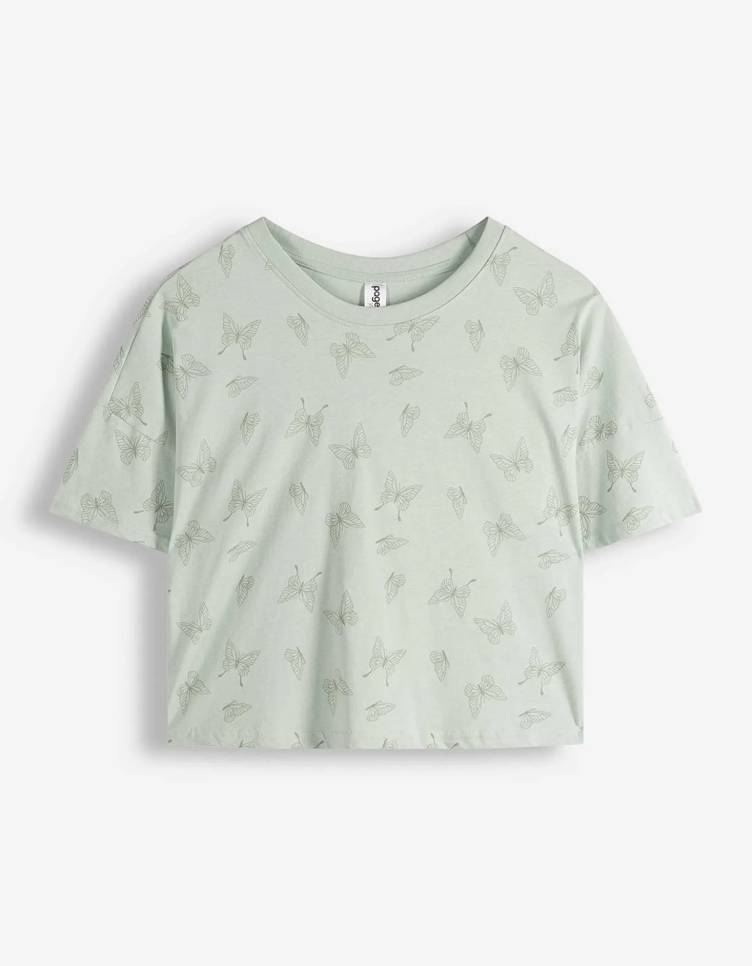 Pyjama Set aus Shirt und Shorts - Allover-Muster - hellgrün