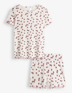 Pyjama Set aus Shirt und Shorts - Allover-Muster - weiß