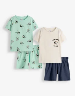 Pyjama Set aus Shirt und Shorts - 2er-Pack - bronzefarben