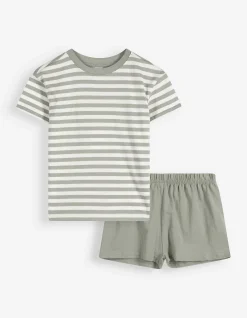 Pyjama Set aus Sweatshirt und Hose - Streifen - weiß