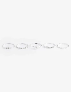 Ring - 5er-Pack - silberfarben