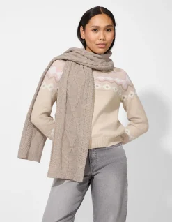 Schal - Zopfstrick - beige