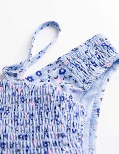 Set aus Bikinitop und Bikinislip - Florales Muster - hellblau