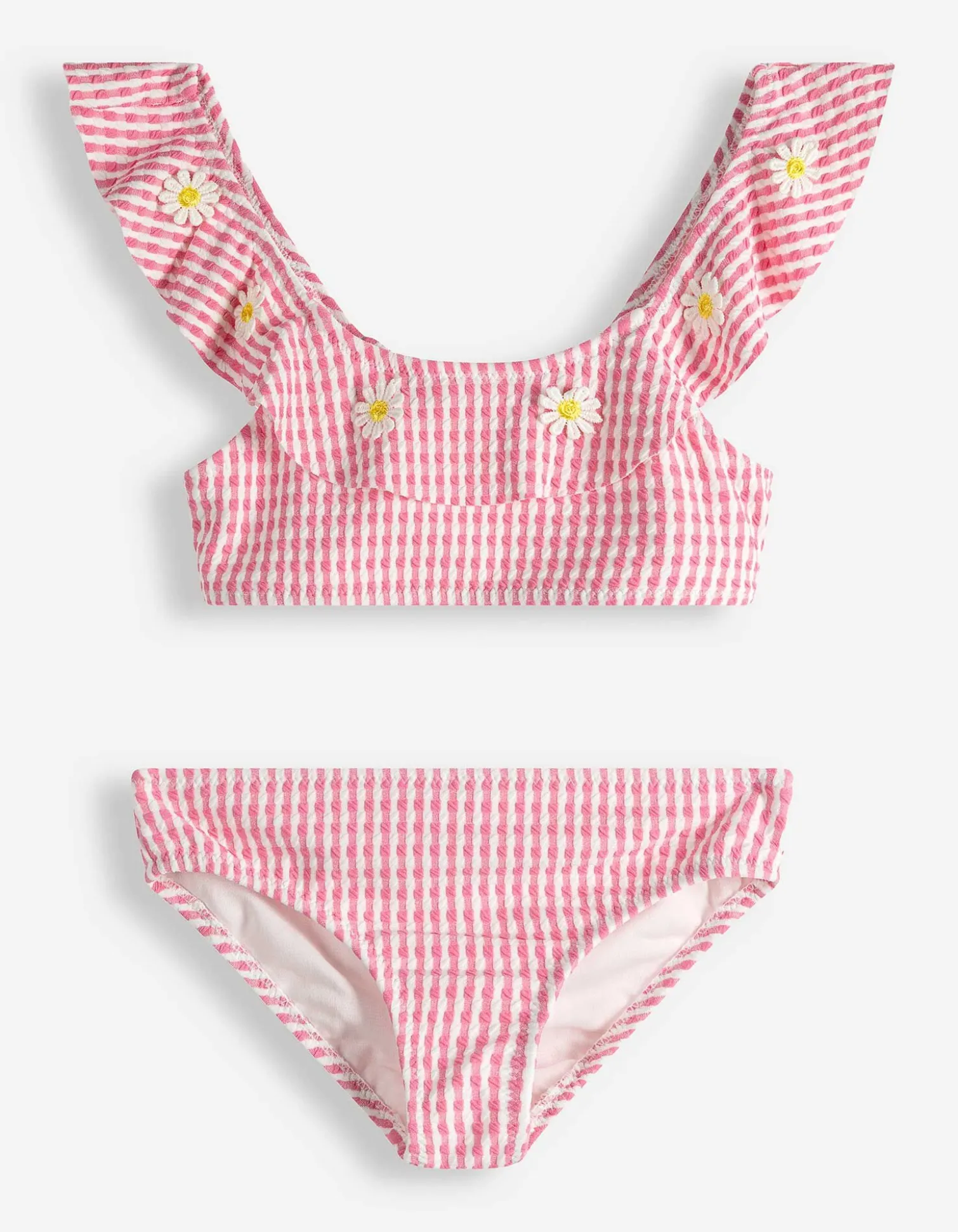 Set aus Bikinitop und Bikinislip - Volants - pink