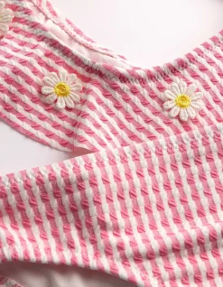 Set aus Bikinitop und Bikinislip - Volants - pink