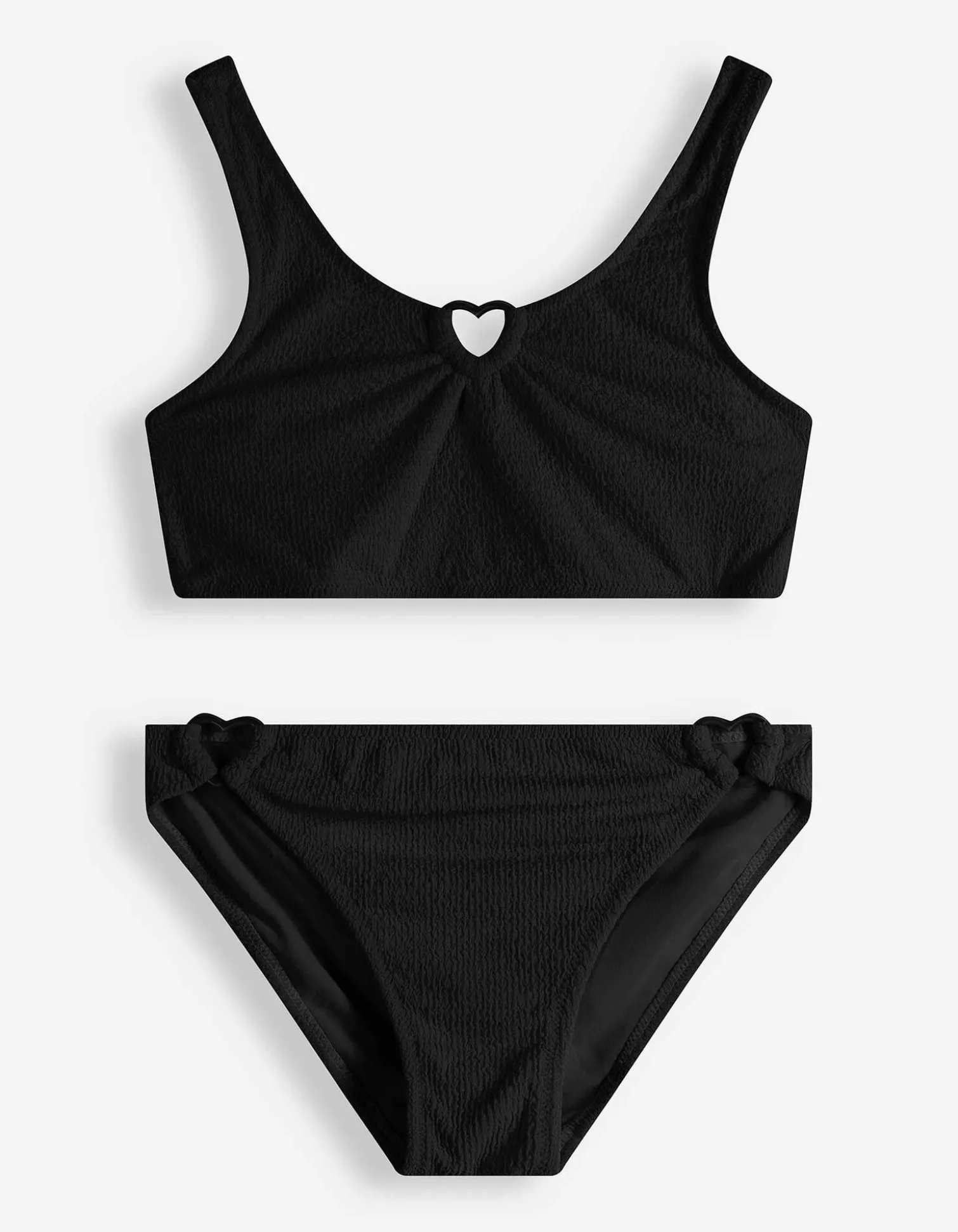 Set aus Bikinitop und Bikinislip - Rippenstruktur - schwarz