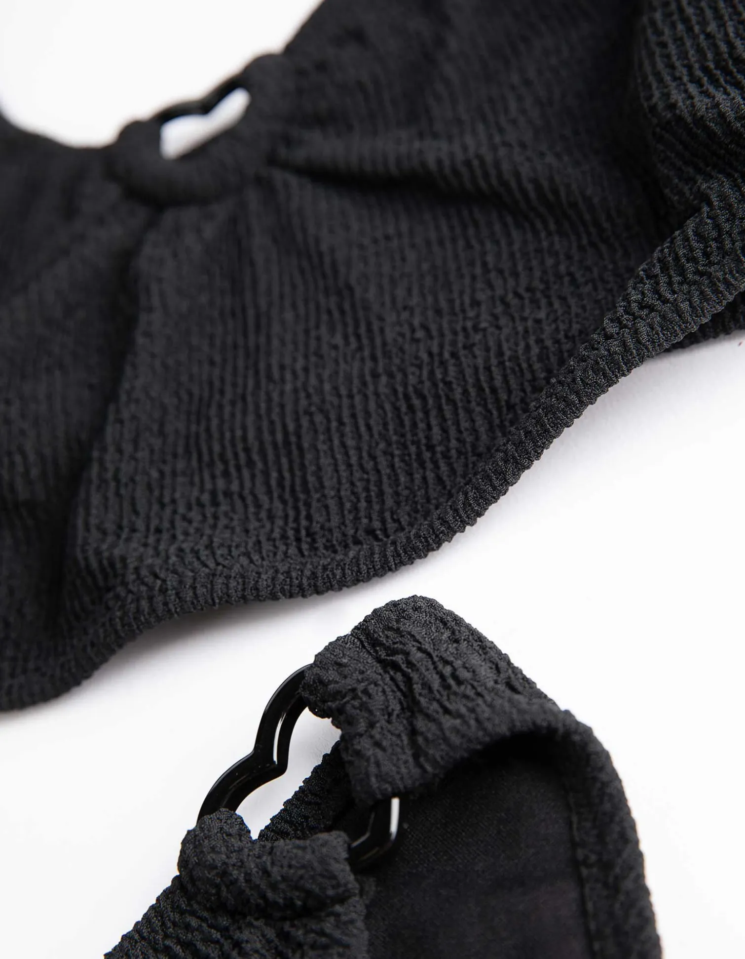 Set aus Bikinitop und Bikinislip - Rippenstruktur - schwarz