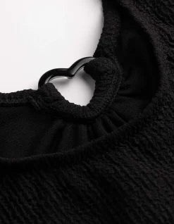Set aus Bikinitop und Bikinislip - Rippenstruktur - schwarz