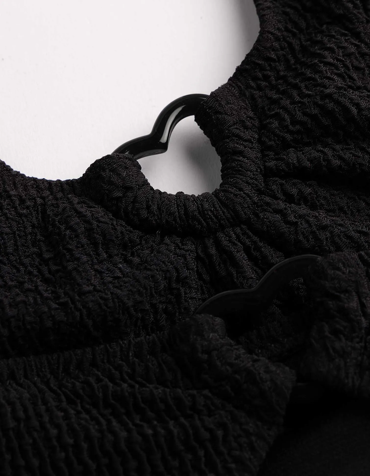 Set aus Bikinitop und Bikinislip - Rippenstruktur - schwarz