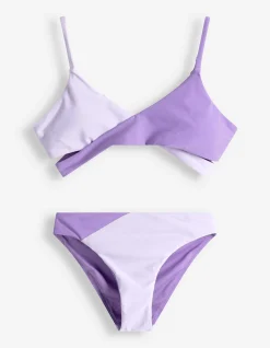 Set aus Bikinitop und Bikinislip - Color-Blocking - lila