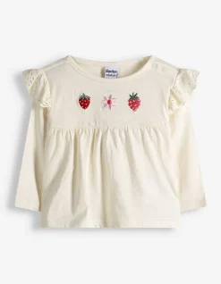 Set aus Langarmshirt und Leggings - Stickereien - weiß
