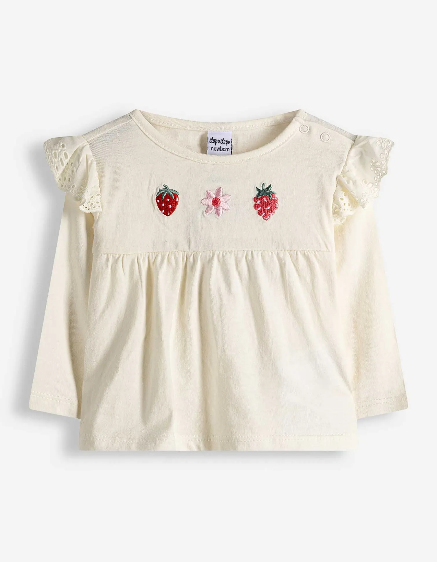 Set aus Langarmshirt und Leggings - Stickereien - weiß