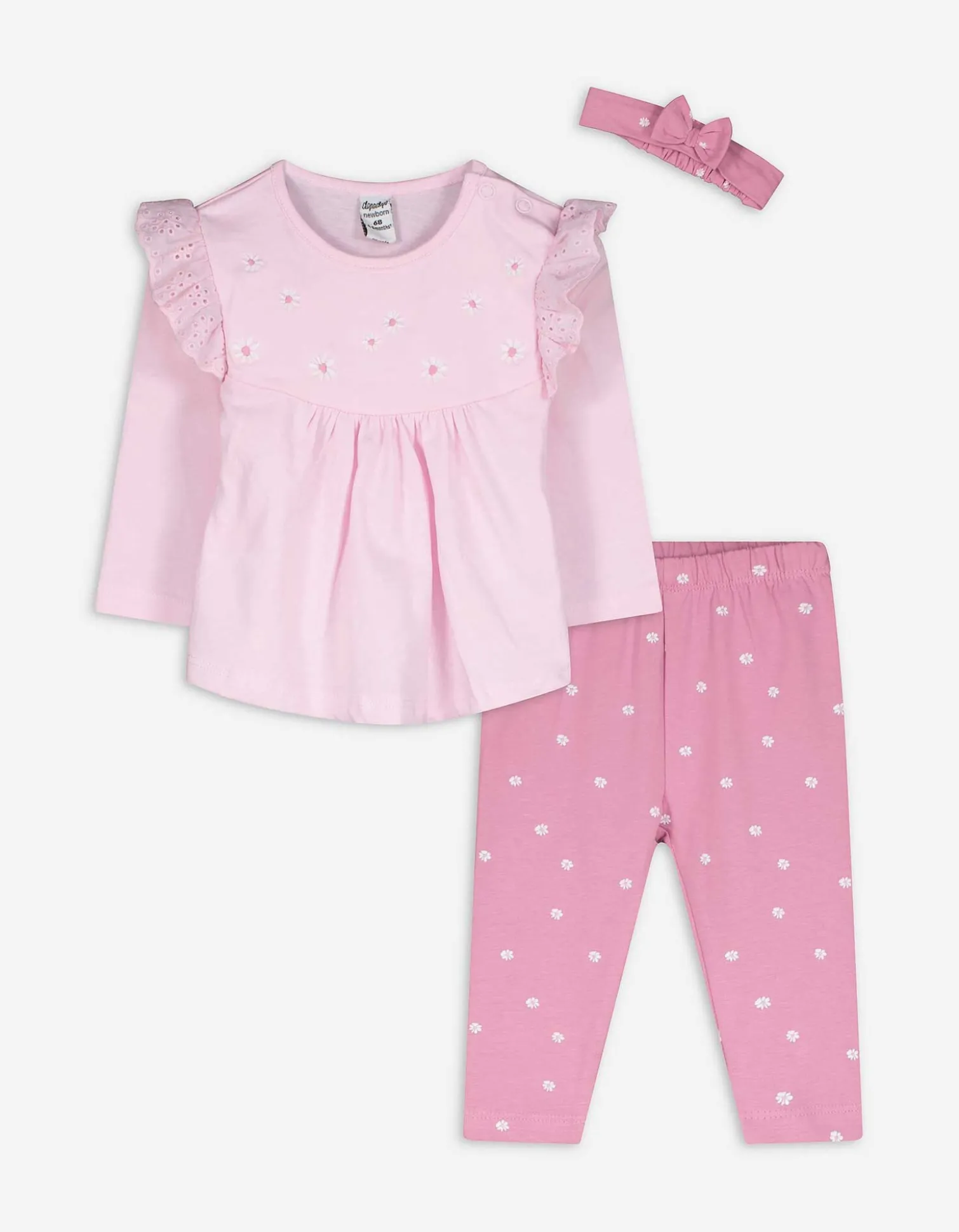 Set aus Langarmshirt und Leggings - Stickereien - rosa