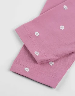 Set aus Langarmshirt und Leggings - Stickereien - rosa
