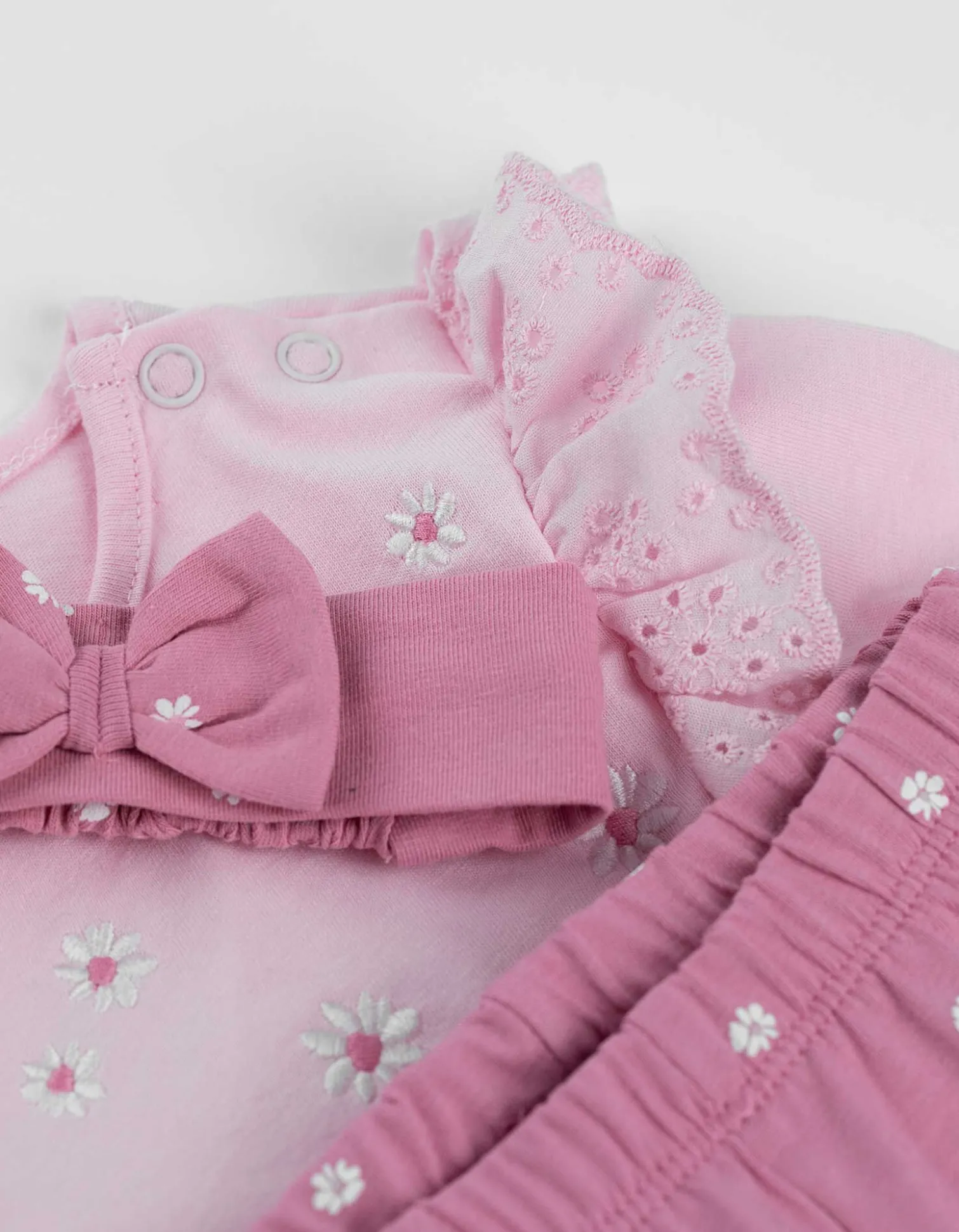 Set aus Langarmshirt und Leggings - Stickereien - rosa