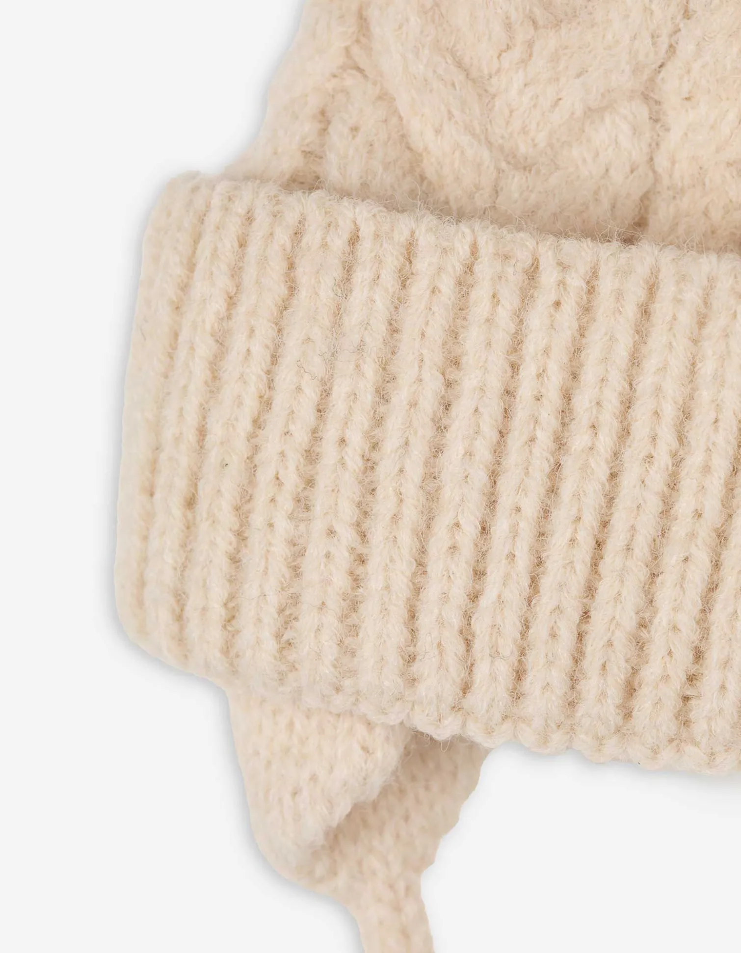Set aus Mütze und Handschuhe - Zopfstrick - beige