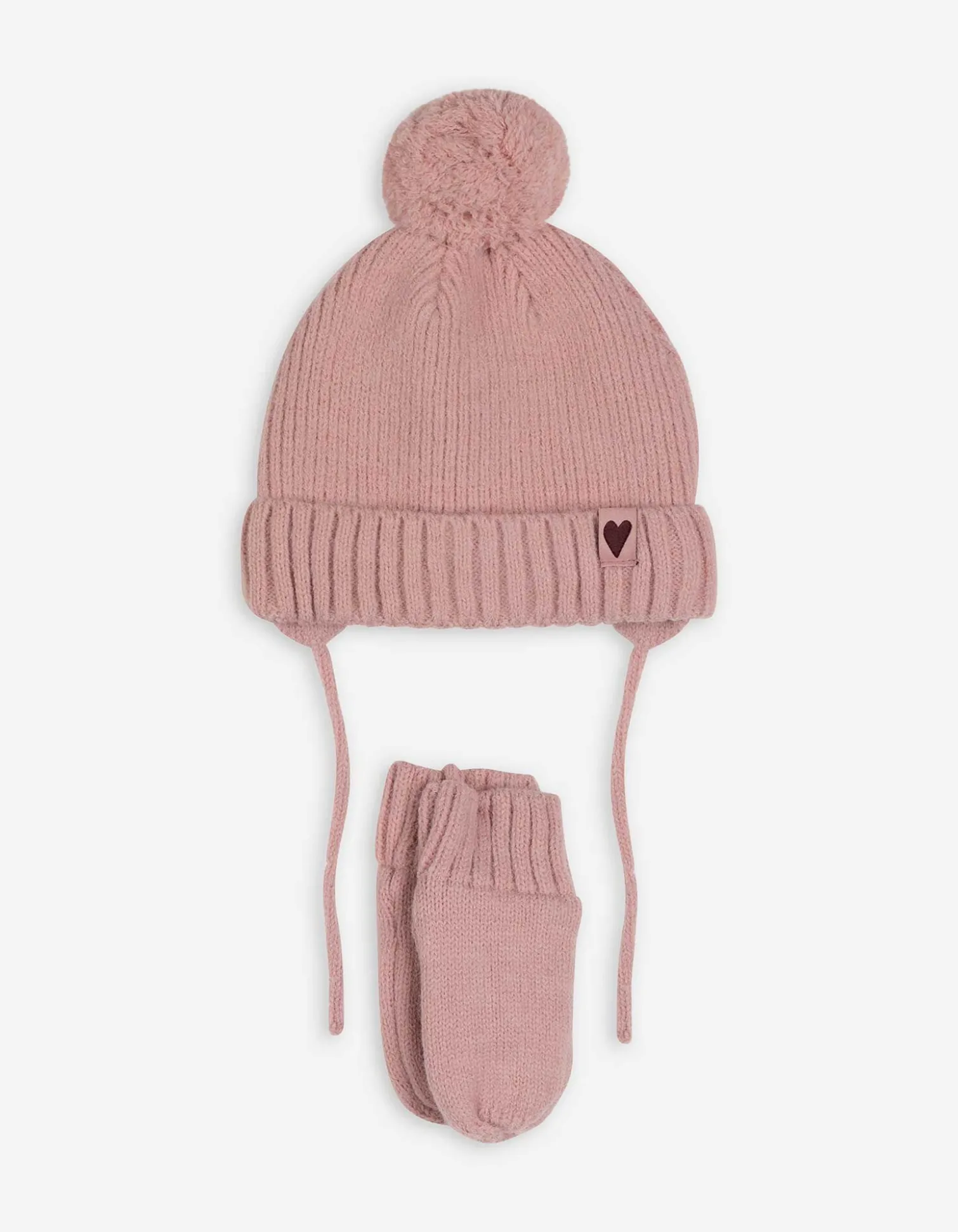 Set aus Mütze und Handschuhe - Fleecefutter - pink