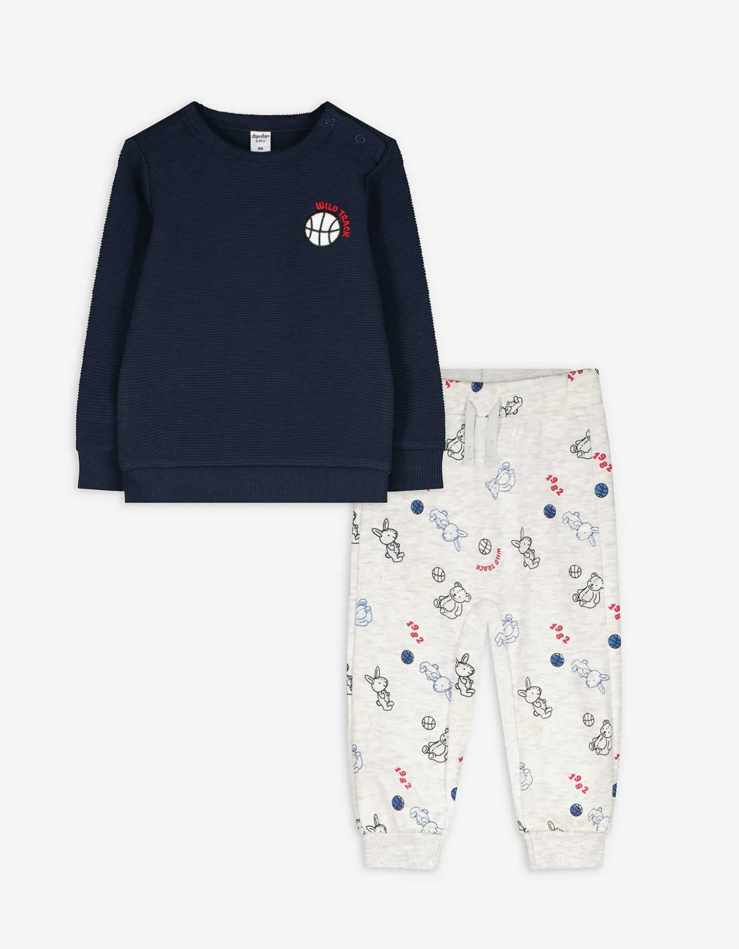 Set aus Shirt und Hose - Allover-Print - grau