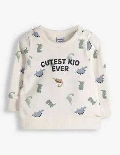 Set aus Sweatshirt und Hose - Allover-Print - weiß