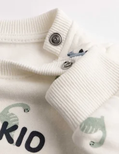 Set aus Sweatshirt und Hose - Allover-Print - weiß