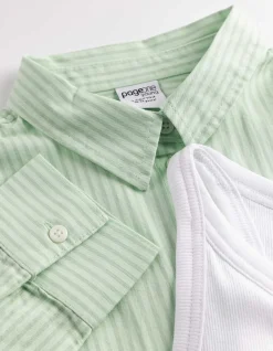 Set aus Top und Bluse - Twill - hellgrün