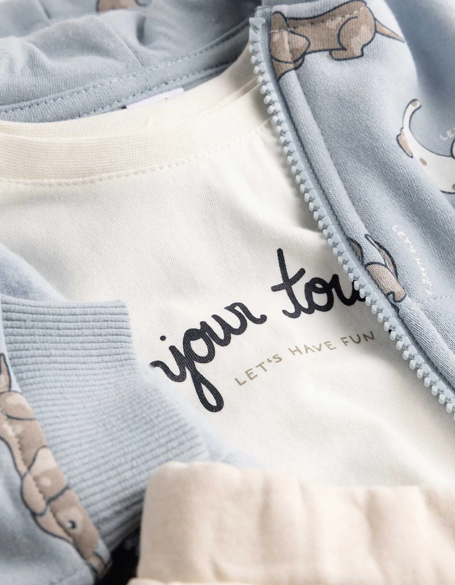 Set aus Top und Hose - Print - hellblau