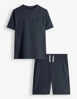 Set aus T-Shirt und Hose - Gerippt - dunkelblau