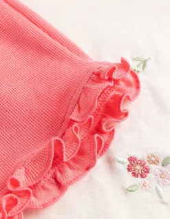 Set aus T-Shirt und Hose - Waffelstruktur - weiß