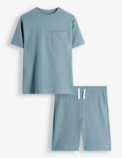 Set aus T-Shirt und Hose - Gerippt - blau