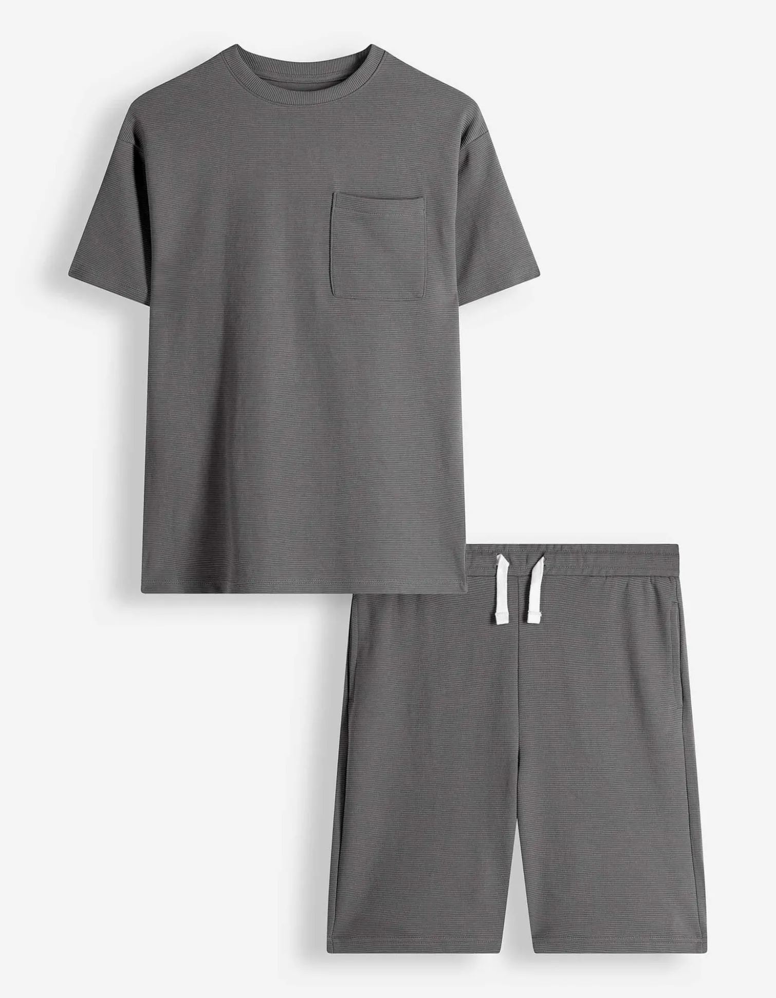 Set aus T-Shirt und Hose - Gerippt - dunkelgrau