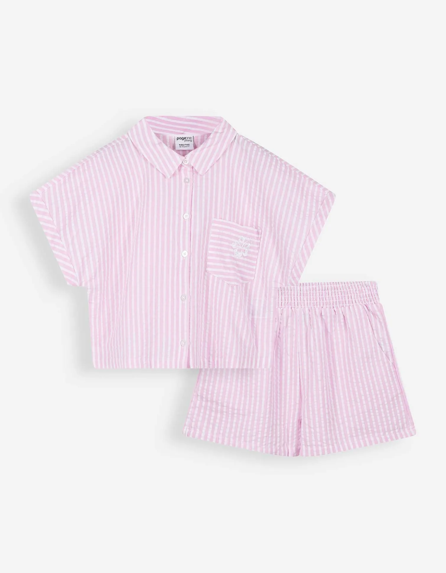 Set aus T-Shirt und Shorts - Stickereien - pink