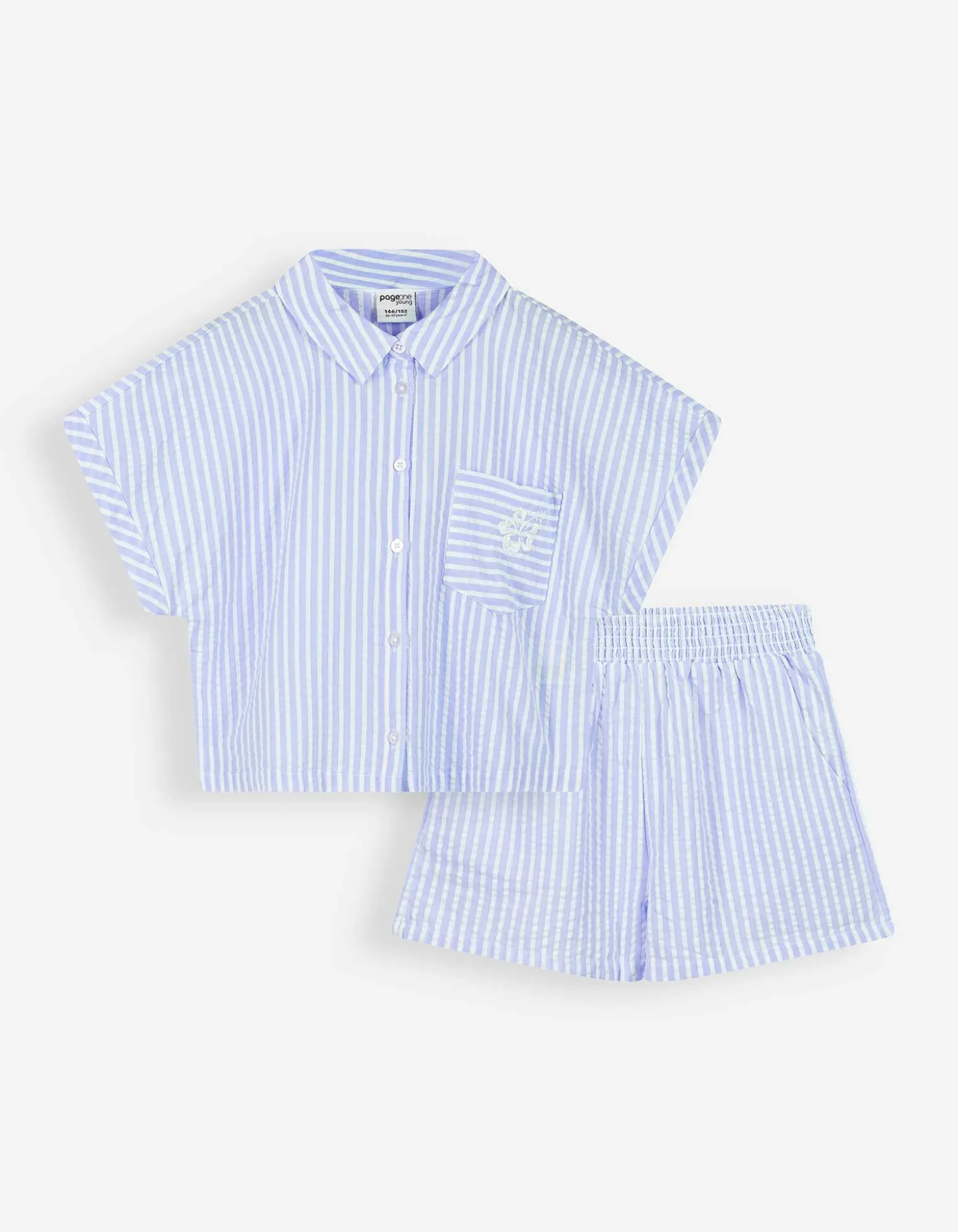 Set aus T-Shirt und Shorts - Stickereien - weiß