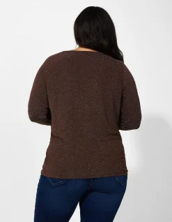 Shirt - Lurex - dunkelbraun
