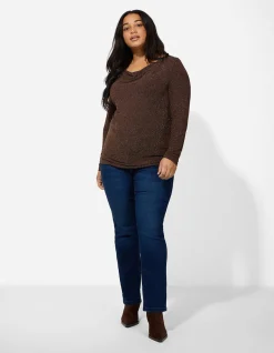 Shirt - Lurex - dunkelbraun