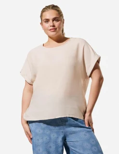 Shirt - Seitenschlitz - Beige