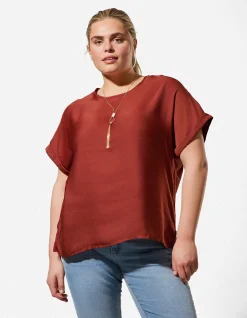 Shirt - Seitenschlitz - dunkelrot
