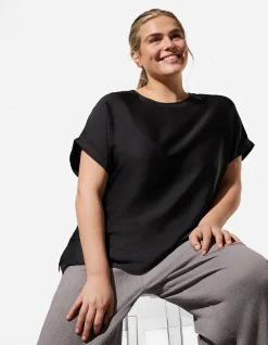 Shirt - Seitenschlitz - schwarz
