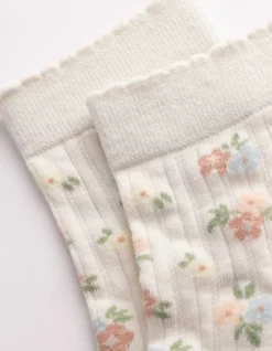 Socken - Florales Muster - weiß