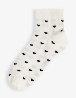 Socken - Herzen - weiß