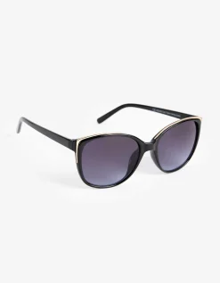 Sonnenbrille - rund - schwarz