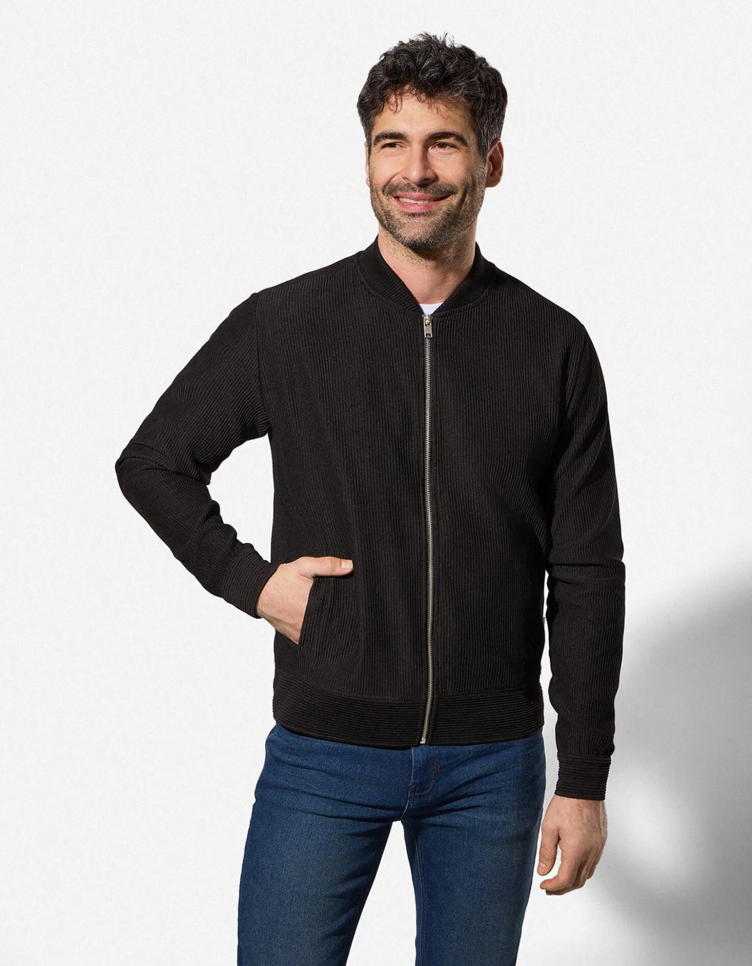 Strickjacke - einfarbig - schwarz