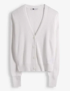Strickjacke - V-Ausschnitt - weiß