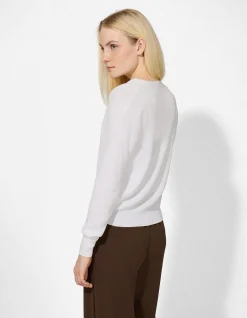 Strickjacke - V-Ausschnitt - weiß